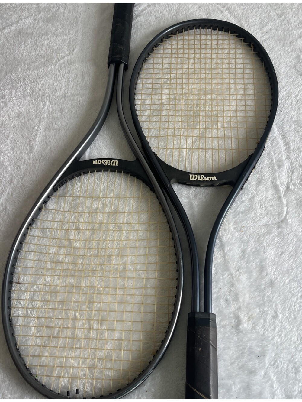 VINTAGE WILSON ACE 2-Racquet Matching Pair 27” Made in Taiwan Tennis Set